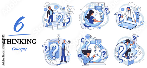 Problem solving metaphor, wondering or thinking, planning or pondering, with question mark. Creative thought idea. Brainstorming, idea and fantasy, motivation and inspiration, finding solution, answer
