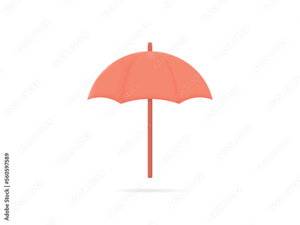 Obraz premium 3D vector red umbrella on white background