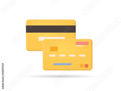 3D credit card vector with chip for business and finance. Realistic bank card mock up