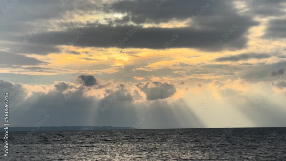 Sunset Over The Sea, Windy Day Clouds Moving Sunset Over The Sea, Windy Day Clouds Moving