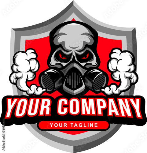 Skull with gas mask mascot logo template