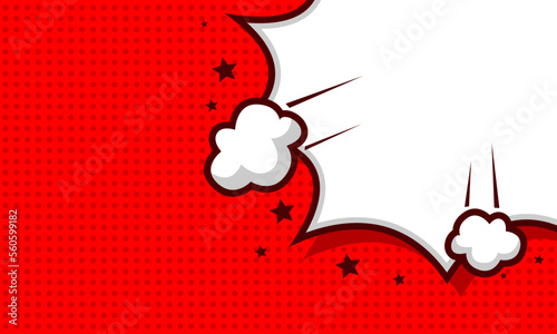 Blank comic red background with cloud and star