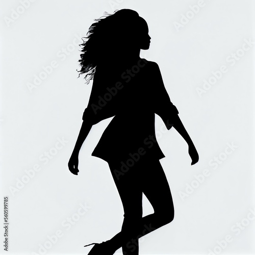 Silhouette of a woman, Black woman with beautifully curled hair that is hand-drawn.