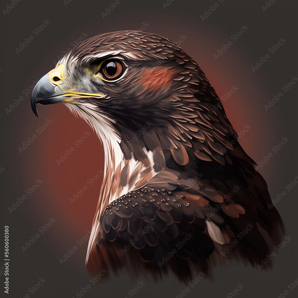 Obraz premium Hawk Bird of Prey Avian Hunter Predator Feathers Beak Vector Art AI Generated