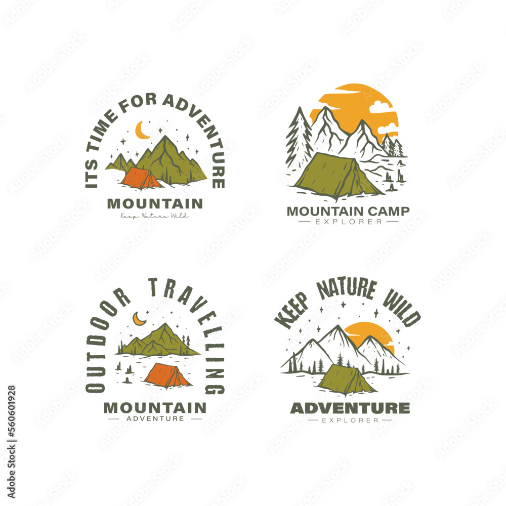 Vintage retro mountain illustration vector. Suitable for your clothes icon or sticker print template