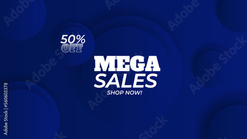 Big Summer Sale, blue poster design template, horizontal banner, shop now, vector illustration