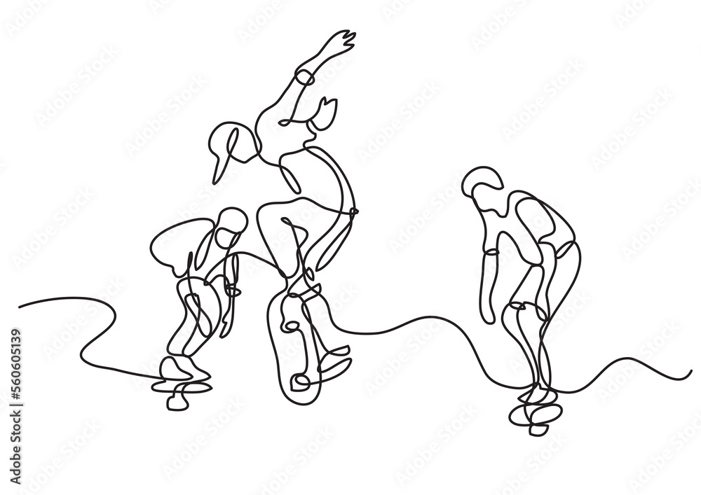 continuous line drawing group of skaters - PNG image with transparent background continuous line drawing group of skaters - PNG image with transparent background