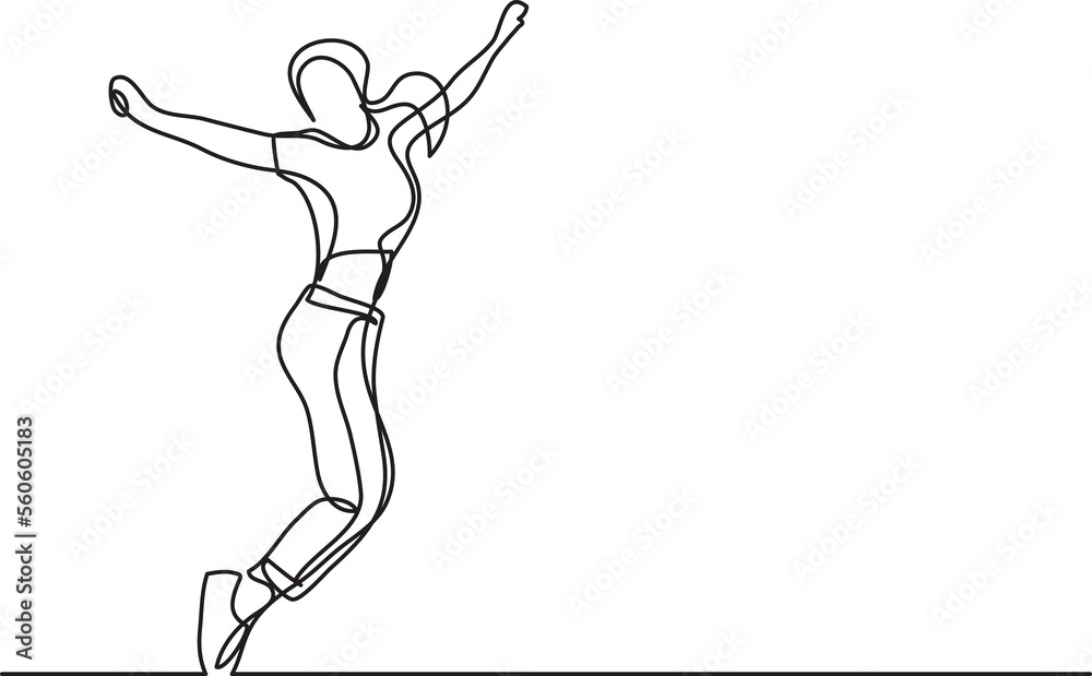 continuous line drawing happy dancing woman joy continuous line drawing happy dancing woman joy