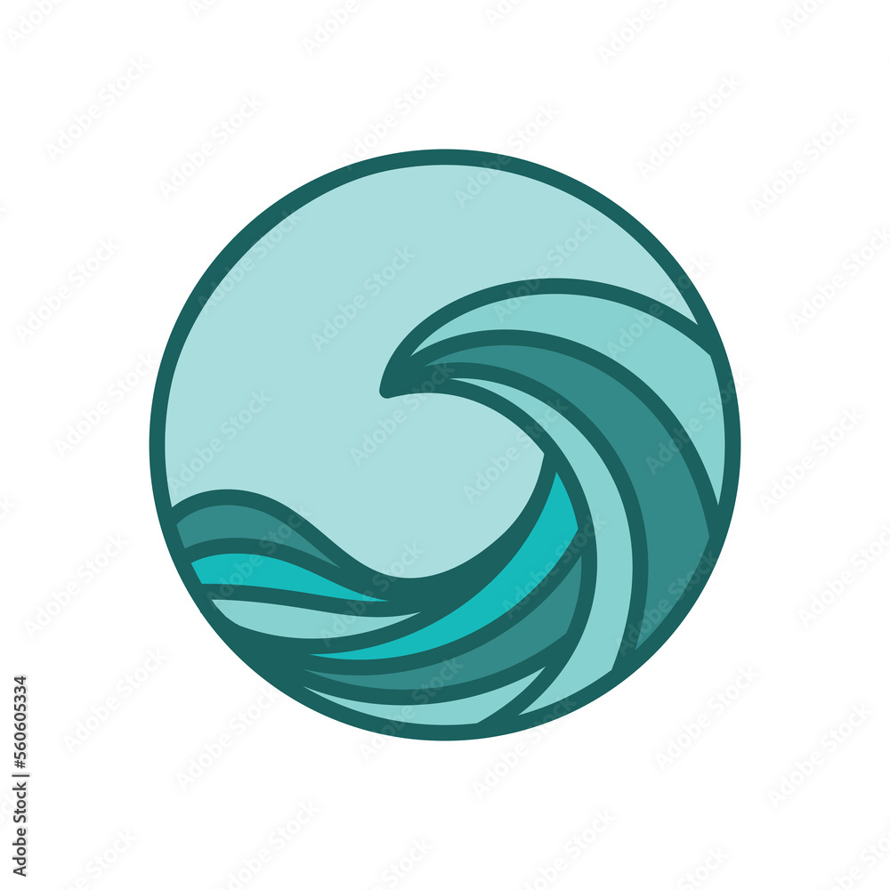circular blue waves icon logo design