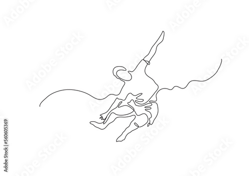 continuous line drawing running flying man - PNG image with transparent background