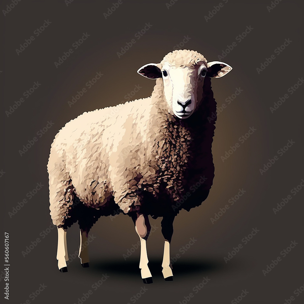 Sheep Ewe Animal Farm Vector Art AI Generated Stock Illustration