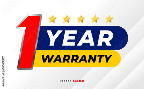 1 year warranty label. for icon, badge, logo, sticker, tag. vector label illustration