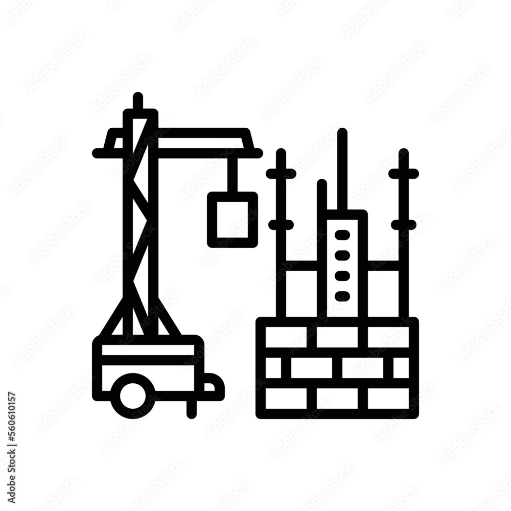 Black line icon for constructed Black line icon for constructed