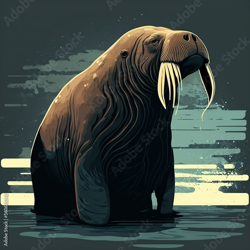Walrus Animal Water Vector Art AI Generated
