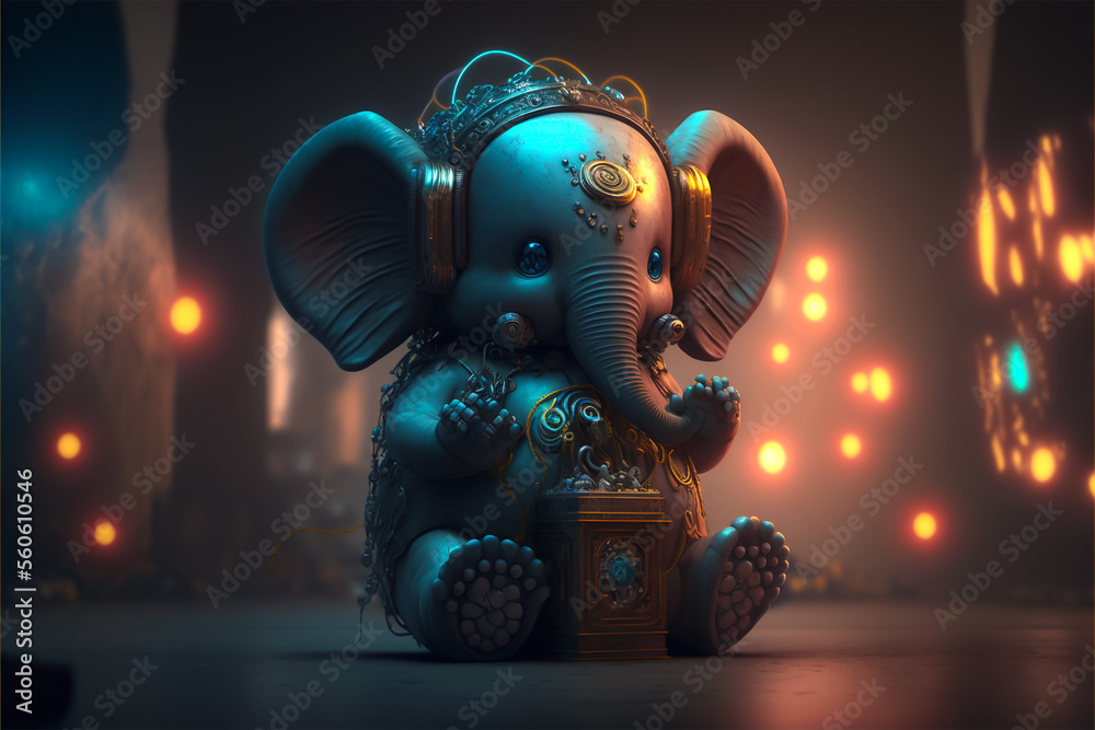 Closeup view of beautiful baby god ganesh wallpaper Stock