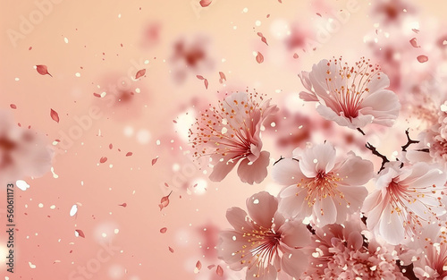 cherry blossoms blooming on a light pink background