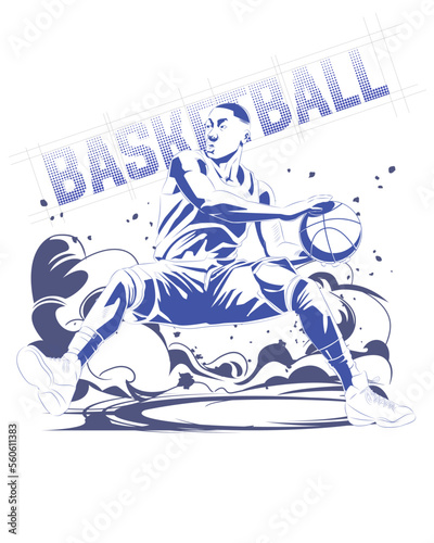 comic style basketball player illustration