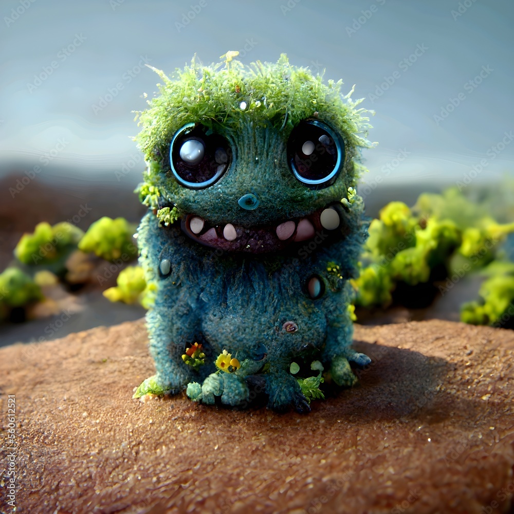 Ai generation art cute little monster 3d, wallpaper hd, little monster ...