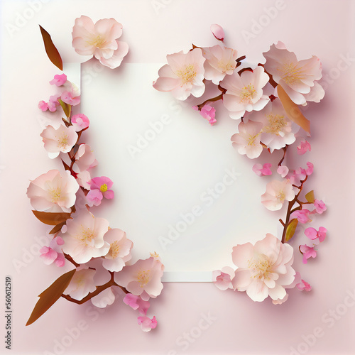 Spring Beauliful Cherry Blossom BackgroundGenerative AI photo