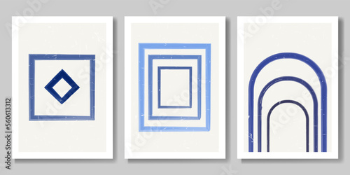 Vector illustration. Set of hand drawn watercolor or gouache artistic posters. Wall design. Design for poster, banner. 