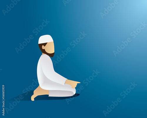 Muslim person making pray to his God, man doing shalah