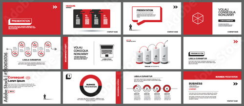 Presentation and slide layout template. Red geometric modern design background. Use for business annual report, flyer, marketing, leaflet, advertising, brochure, modern style.