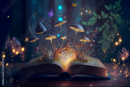 Book of magic spells , magical elements such as spell books . Generative AI
