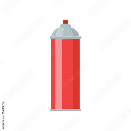 Metal bottle for disinfectant spray flat vector illustration. Plastic container for cleaning products or paint isolated on white background. Hygiene, household concept