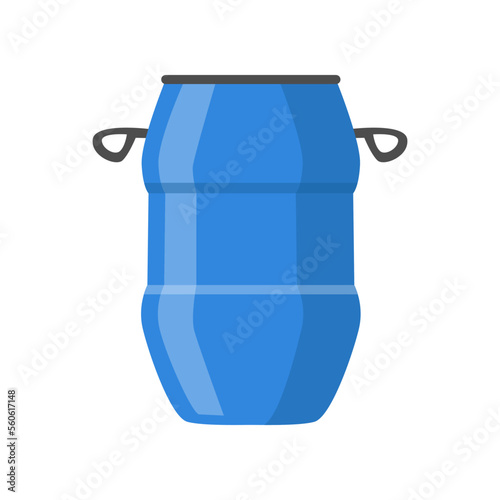 Plastic barrel for chemical liquid vector illustration. Blue container for fuel or oil isolated on white background. Cargo, alcohol, storage concept