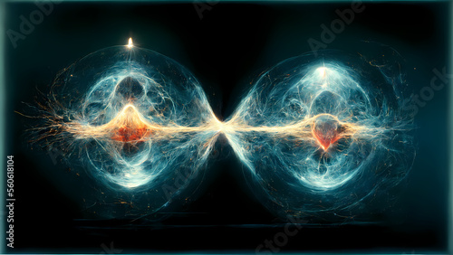 A Mysterious, Futurist, Majestic, Strange Entanglement Nuclear Fusion Quantum  Phenomenon, AI Generated Illustration