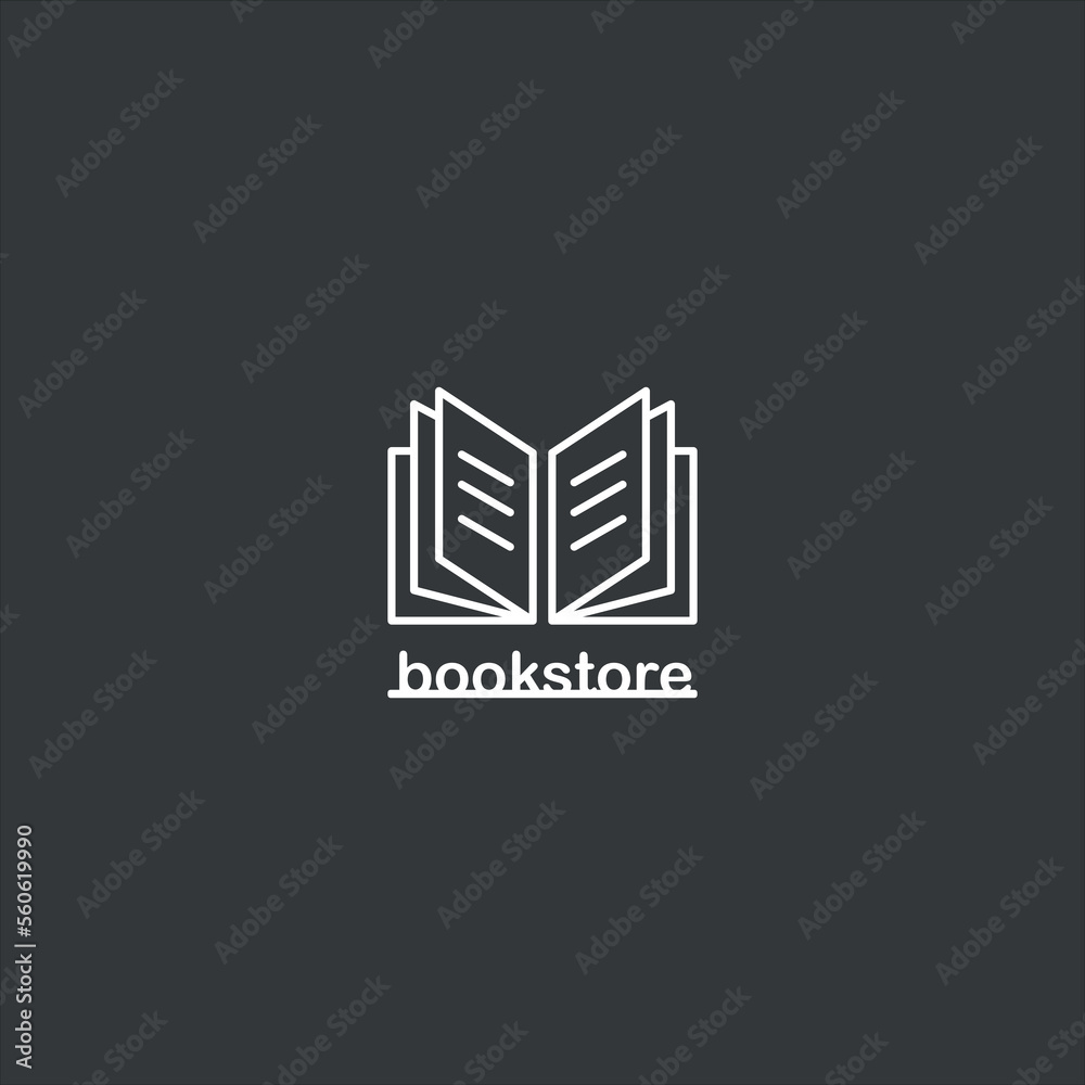 Line book icon.Library, school, education, bookstore logo design.
