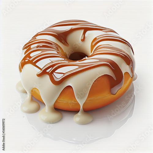 Glazed sweet realistic donut isolated on white background Generative AI