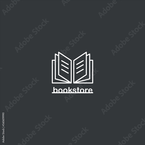 Line book icon.Library, school, education, bookstore logo design.