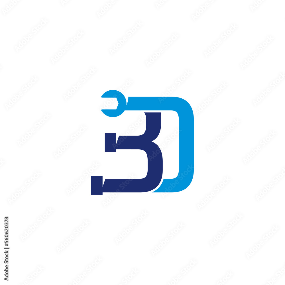 Letters BD Pipe and Wrench Logo Design 001 Letters BD Pipe and Wrench Logo Design 001