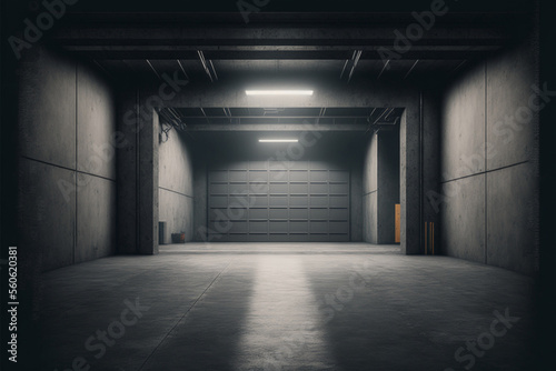 Grunge Studio Showroom Big Empty Steel Concrete Hangar Warehouse ,GENERATIVE AI