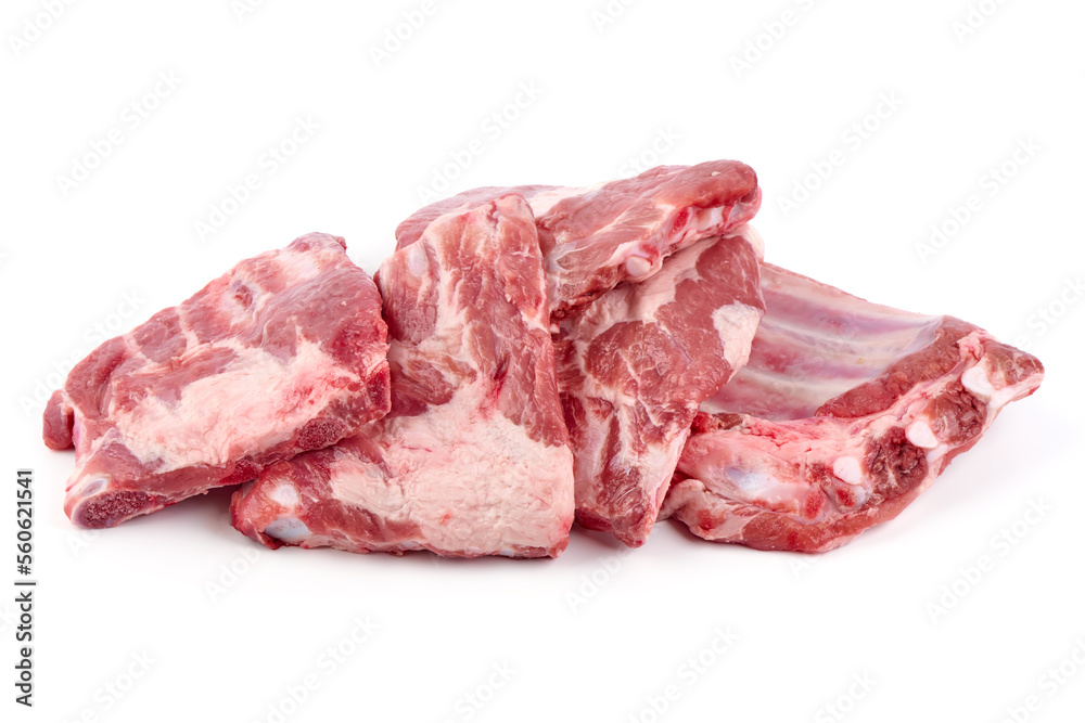 Pork ribs, isolated on white background.