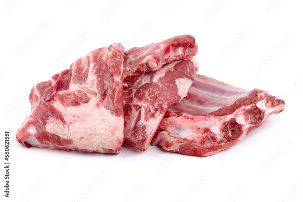 Pork ribs, isolated on white background.