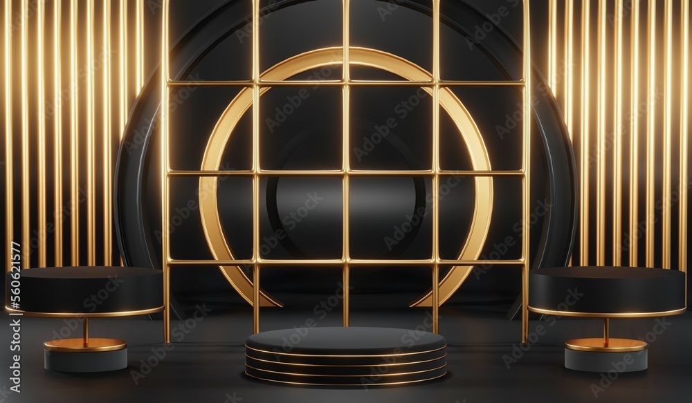 3D rendering of black podium background for black friday product on podium 3D rendering of black podium background for black friday product on podium