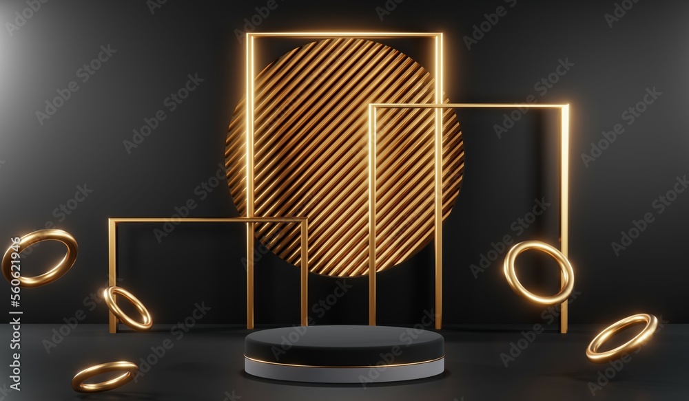 3D rendering of black podium background for black friday product on podium 3D rendering of black podium background for black friday product on podium