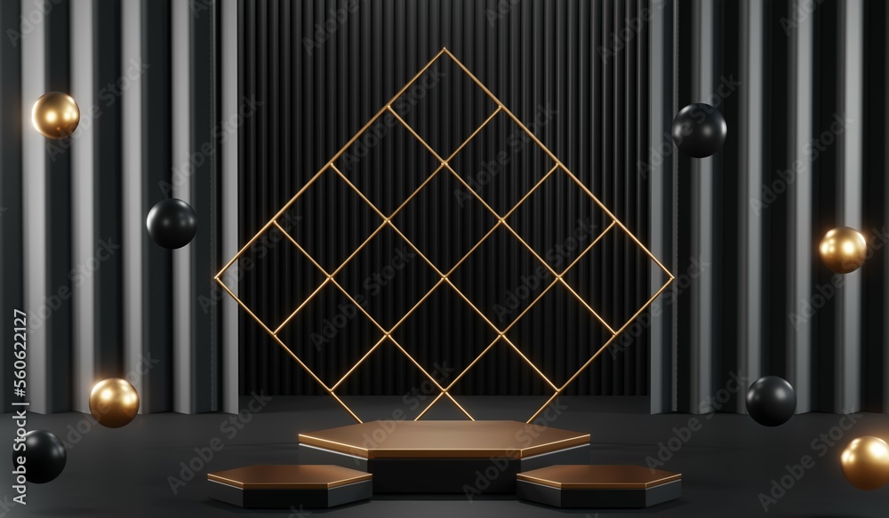 3D rendering of black podium background for black friday product on podium 3D rendering of black podium background for black friday product on podium
