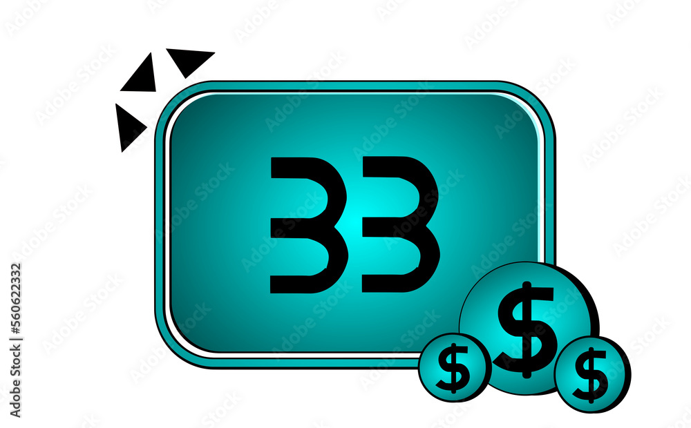 33 dollar,thirty three dollar inside the blue rectangle 33 dollar,thirty three dollar inside the blue rectangle