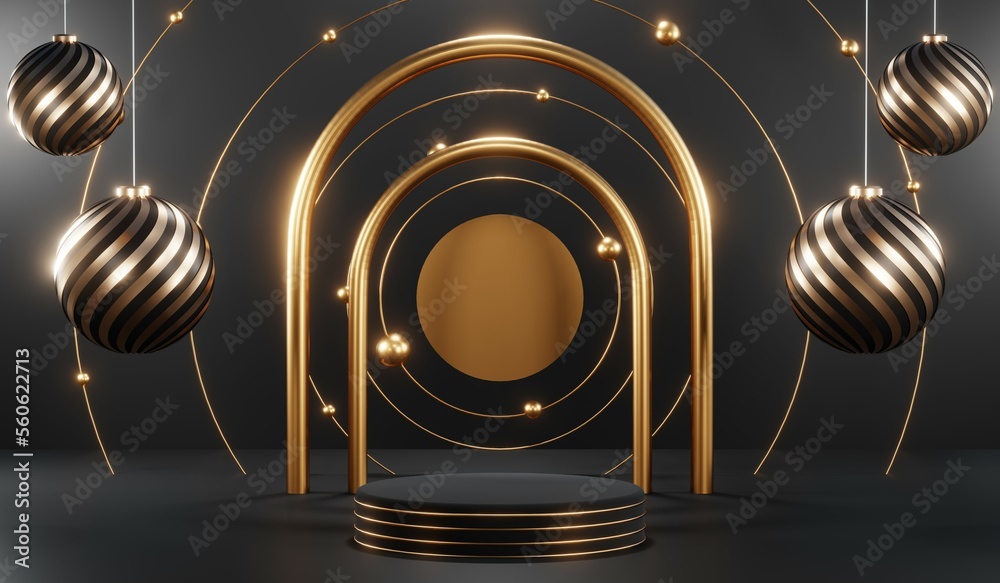 3D rendering of black podium background for black friday product on podium 3D rendering of black podium background for black friday product on podium