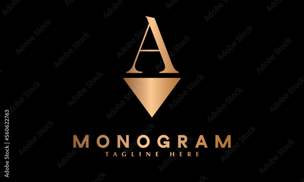 Alphabet a modern letter abstract monogram vector lineart template