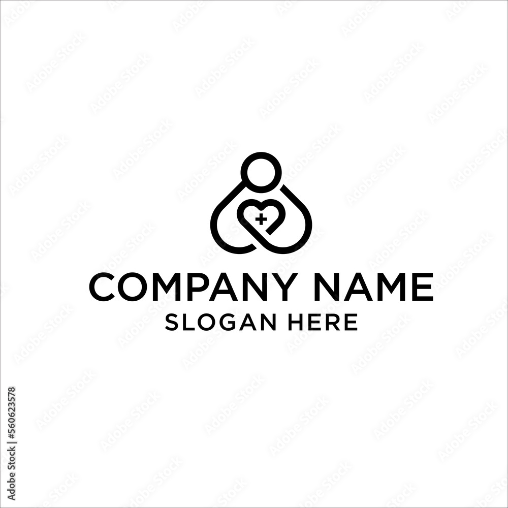 love human care logo design vector template