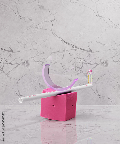 Abstract pyramid of geometric shapes. Color of year. 3d illustration, 3d render.