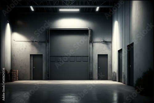 Grunge Studio Showroom Big Empty Steel Concrete Hangar Warehouse   Generative AI