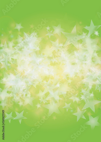Vector Silver White Glowing Star Confetti on Green Gradient Background. Bokeh Texture. Abstract Magic Starry Pattern. Glitter Shiny Particles Explosion. Summer Glowing Poster. Christmass Design.