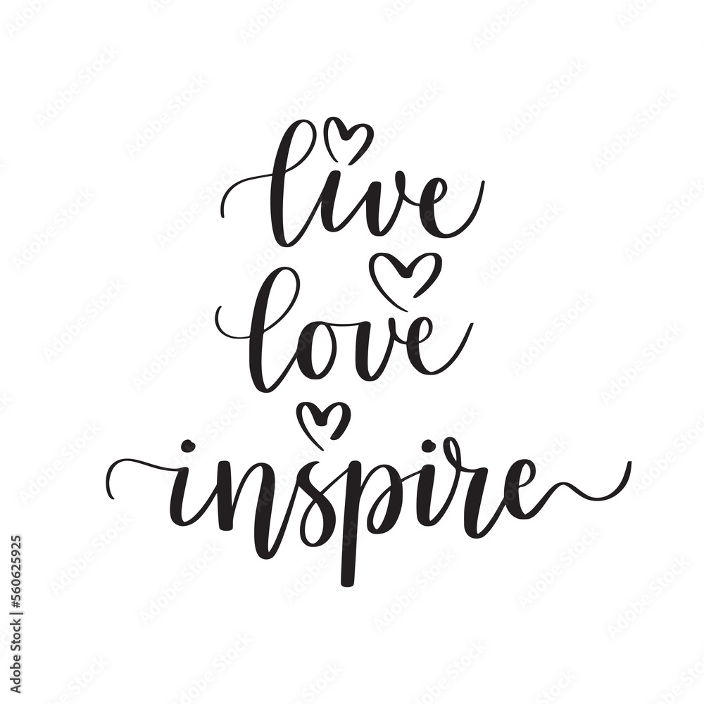 Live, love, inspire. Modern brush calligraphy text 