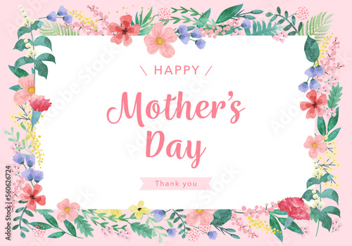 Floral and leaf card. watercolor design. For banners, posters, invitations, etc.