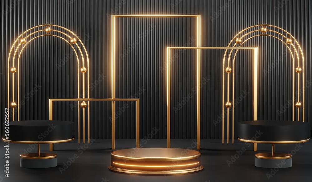 3D rendering of black podium background for black friday product on podium 3D rendering of black podium background for black friday product on podium